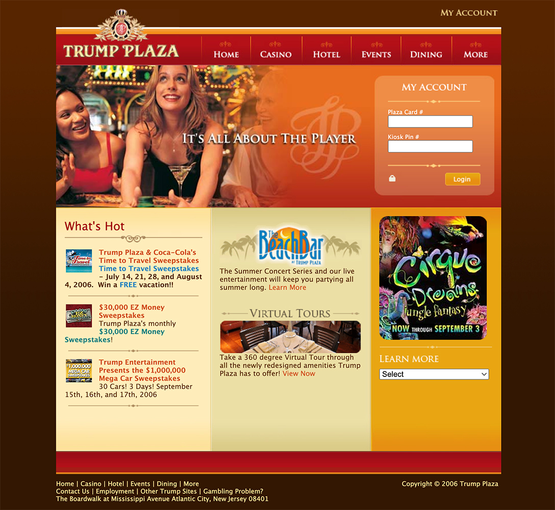 Trump Plaza Home Page, 2006